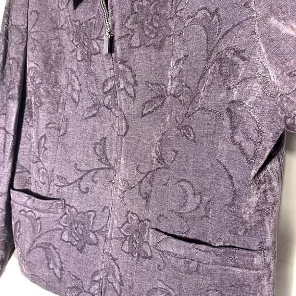 Vintage Lana Lee Purple Floral Jacquard Full Zip Blazer 18 - Picture 9 of 11